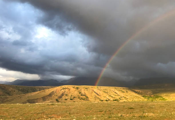 Beautiful rainbow at Aladaglar National Park in Nigde, Turkey. Aladaglar is most important mountain range in Turkey.