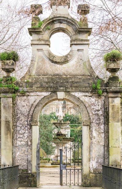 Ancient gate in the botanical garden of the University of Coimbra, Portugal