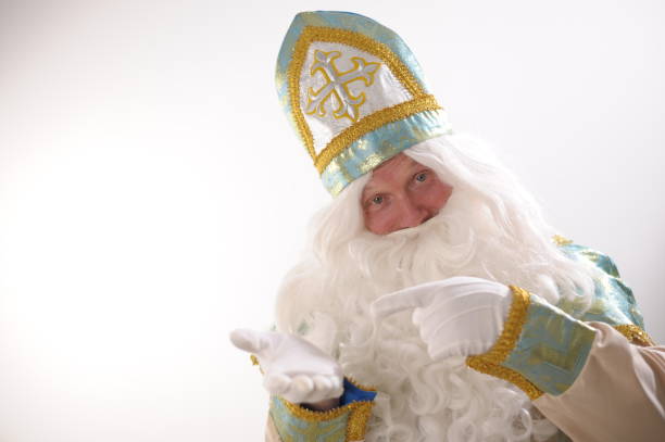 istock Space for advertising text Saint Nicholas Attention counts one, two, three, pointing with a finger then happens hands founder of Santa Freezing Moroz Ivanovich winter month january february december 1456044112