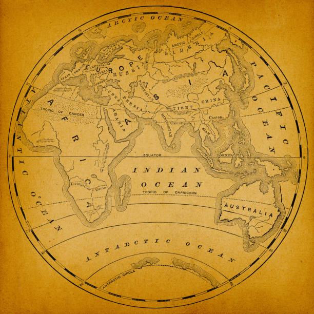 istock Antique Map of the Eastern Hemisphere on Old Paper - 19th Century 1456050149