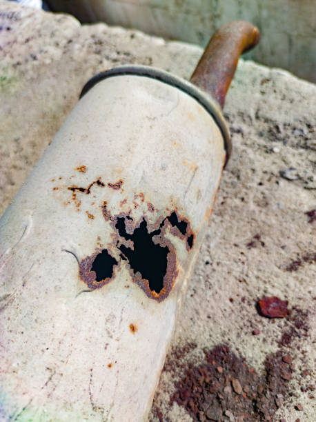 istock Muffler of a rusty and holed exhaust 1456054091