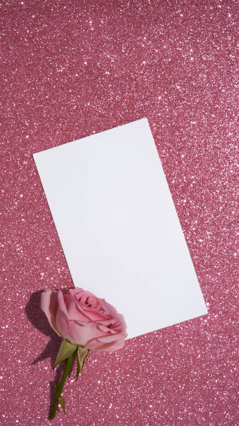 greeting card and pink roses