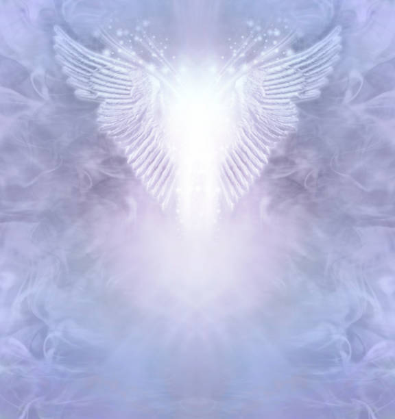 istock Beautiful Lilac Angel Healing Therapy Award Diploma Certificate Announcement Background Template - 1456058489