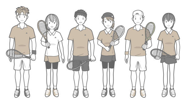 ilustracja wektorowa tenisisty - amateur tennis stock illustrations