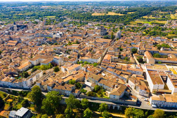 istock Flight over the city Angouleme on summer day 1456059790