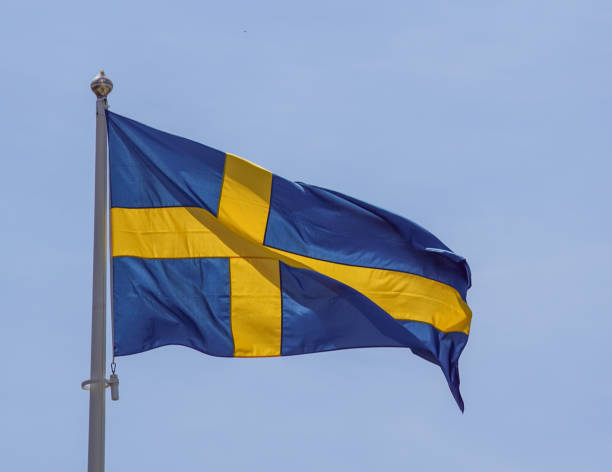 istock Close up of a swedish flag against sky 1456060711