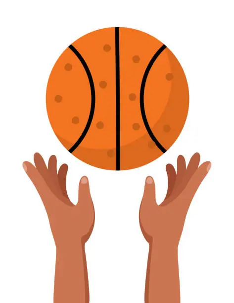 Vector illustration of Hands And Basketball On A Transparent Background
