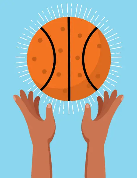 Vector illustration of Hands And Basketball