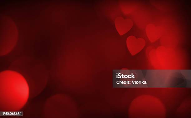 Red Hearts Defocused Bokeh Background With Space For Copy Stock Photo - Download Image Now