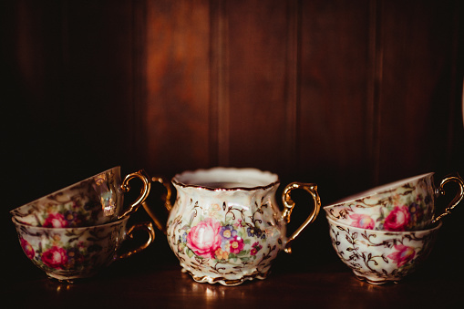 Antique floral teacups