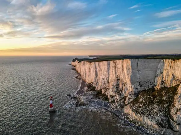 A mesmerizing view of the Beachy Head chalk headland in East Sussex, England