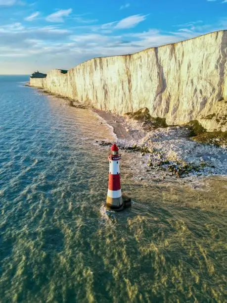 A beautiful view of the Lighthouse near the Beachy Head chalk headland in East Sussex, England