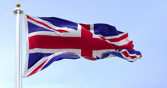 Flag of scotland waving with highly detailed textile texture pattern