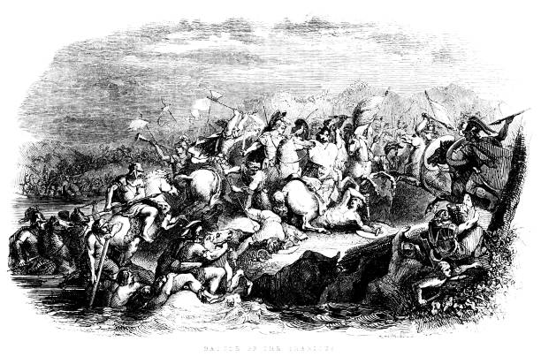 Battle of Granicus First Fought between Alexander the Great and Persia, Ancient Civilization The Battle of the Granicus was the first of three major battles fought in 334 B.C. E. between Alexander the Great of Macedon and the Persian Achaemenid Empire. Illustration published 1846. Original edition is from my own archives. Copyright has expired and is in Public Domain. 4th century bc stock illustrations