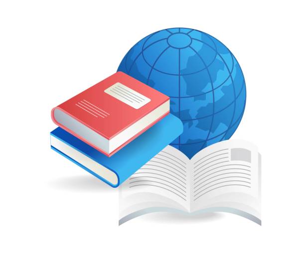 ilustrações de stock, clip art, desenhos animados e ícones de isometric flat 3d illustration concept of book reading for world development - book backgrounds law bookshelf