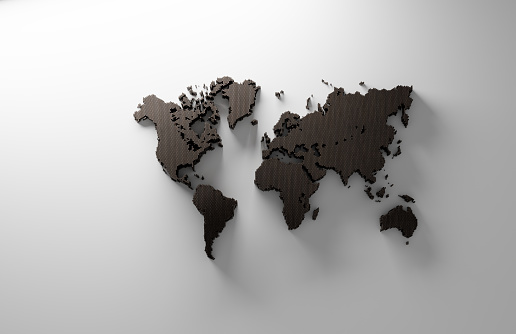 3d illustration world map. Black.