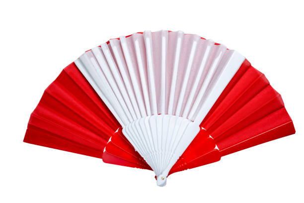 istock Red and white Chinese fan 1456076704