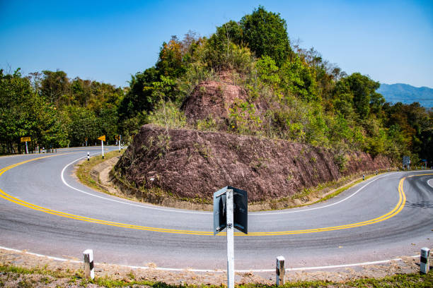 Beautiful curvy road way from Pua District to Bor Kluea District, Nan province, Thailand
