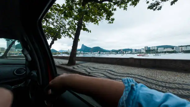 view from inside a car to rio de janeiro beach