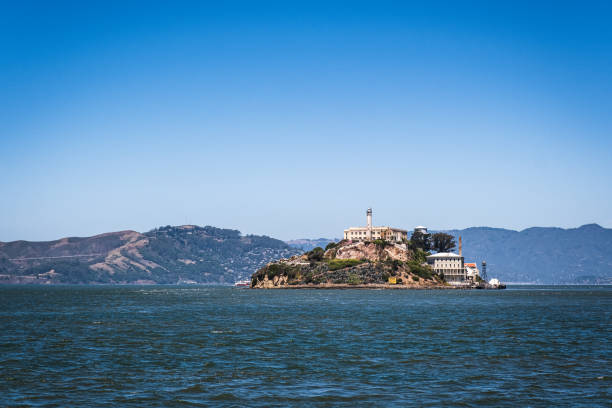 Alcatraz Island Viewed from Ferry stock photo