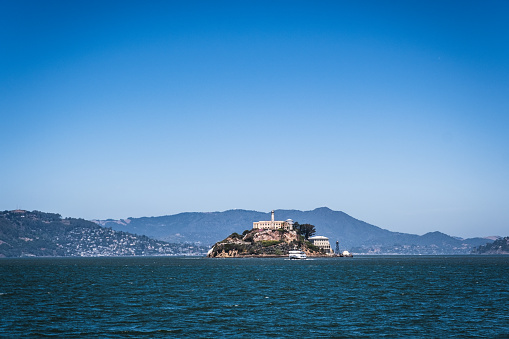 A view of Alcatraz Island viewed from the ferry.