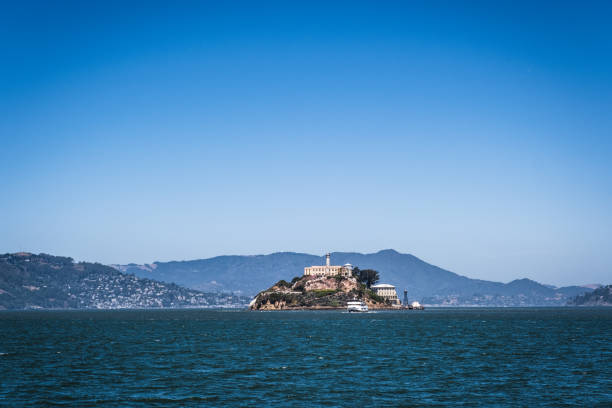Alcatraz Island Viewed from Ferry stock photo