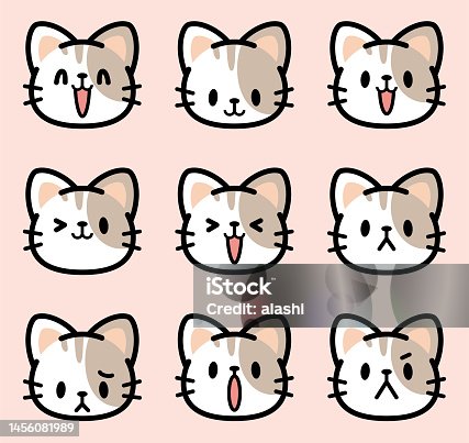 istock Cute facial expression icon of the Calico Cat 1456081989