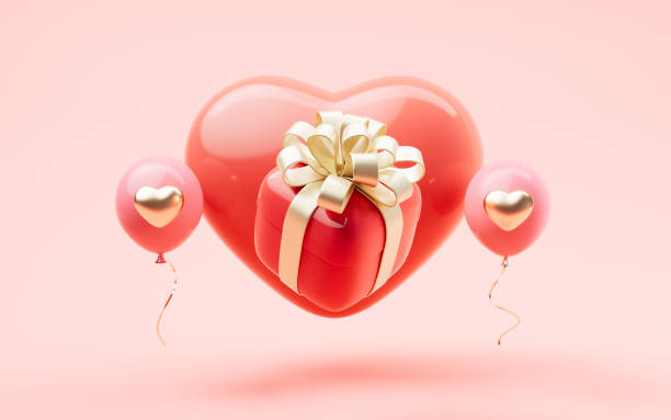 istock Gift box and love heart, festival celebration, 3d rendering. 1456089126