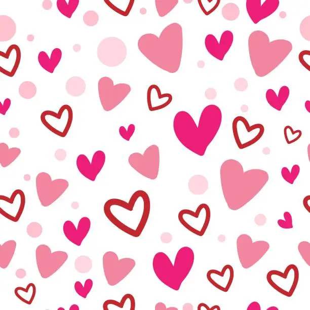 Vector illustration of Seamless Pattern Background with Hearts Concept