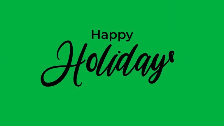 Happy holidays Handwritten Animated on green screen with black and white color. easy to put into any video. Good for holidays card greeting.