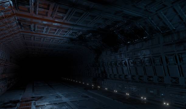 istock Side view laboratory control room in dark scene 1456101029