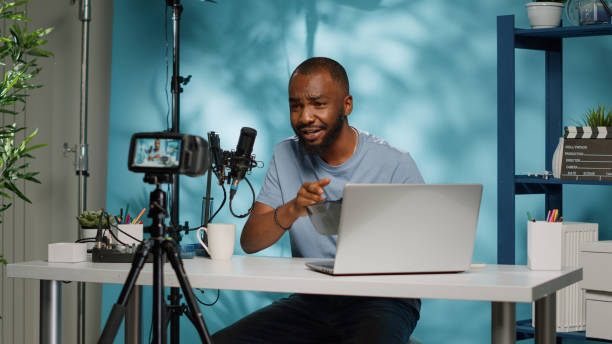 istock African american influencer reviewing vr glasses on camera 1456103155