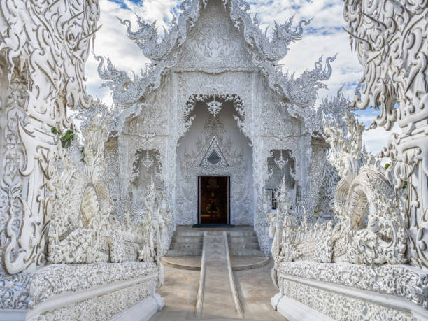 White Temple Chiang Rai Wat Rong Khun Thailand stock photo