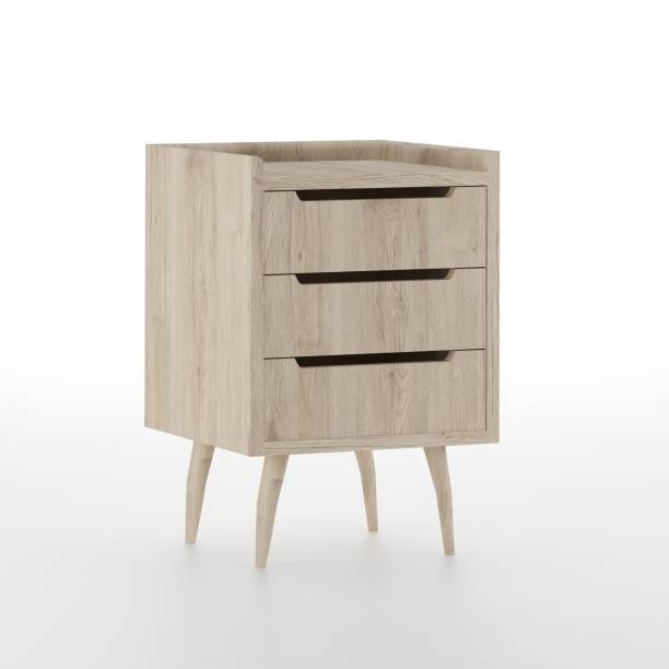 istock Mid century modern bedside table furniture design isolated on white, 3d render. 1456104159