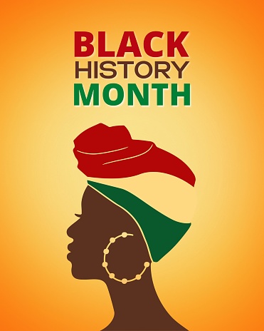 Black history month with Black shillouete women. For poster, banner, card, social media post.