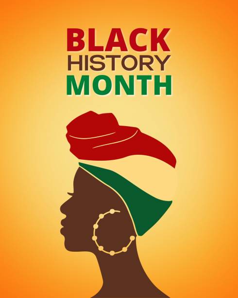 Black history month with Black woman and African flag. For poster, banner, card, social media post Black history month with Black shillouete women. For poster, banner, card, social media post. black history month 2023 stock illustrations
