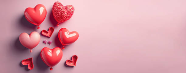 istock Valentine's Day banner with a sparkling red 3D heart 1456104320