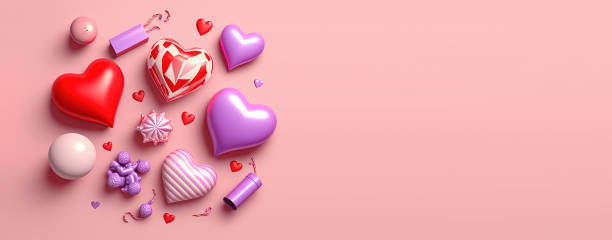 istock Shiny red heart on a festive Valentine's Day banner background 1456104377