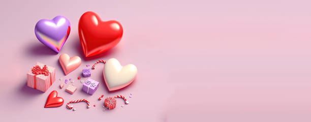 istock Shiny red heart on a festive Valentine's Day banner background 1456104382