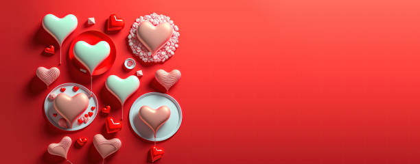 istock Valentine's Day banner with a 3D heart in a bold red color 1456105059