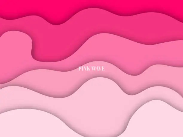 Vector illustration of hot pink Love Valentine palate wave papercut theme palate for wallpaper template, cover, web banner, sale background presentation. Love Valentine concept.