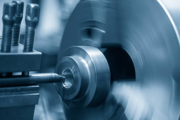 istock The lathe machine bore cutting the cast  iron parts by lathe tools. 1456107171