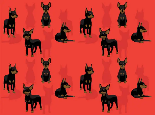 Vector illustration of Dog Miniature Pinscher Character Seamless Wallpaper Background