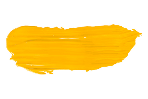 Shiny yellow brush isolated on white background. Yellow watercolor.