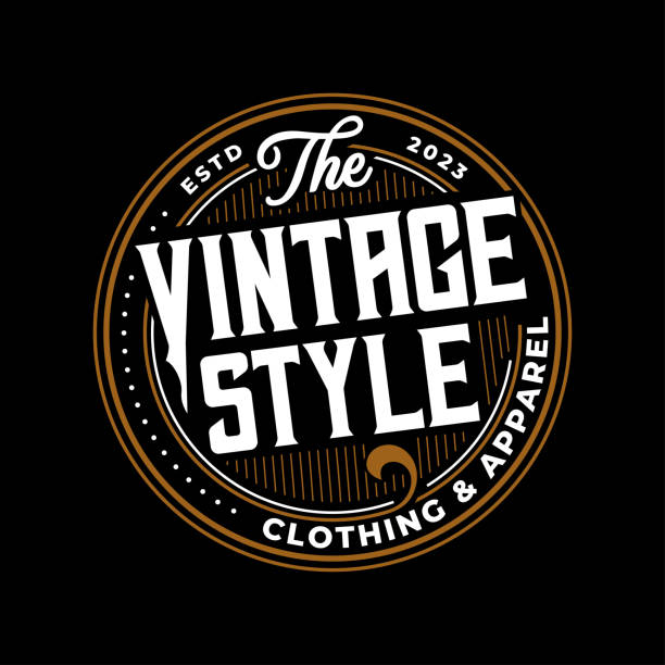 Logo design Emblem Badge Stamp Design Classic Retro Vintage Style, Vintage framed logo. antique labels. Suitable for tattoo studio, barber shop labels, templates, dark backgrounds