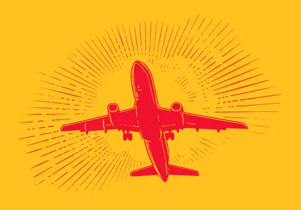 Vector illustration of Commercial airplane flying