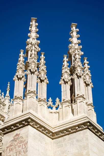 istock Church spires against blue skies 1456116328