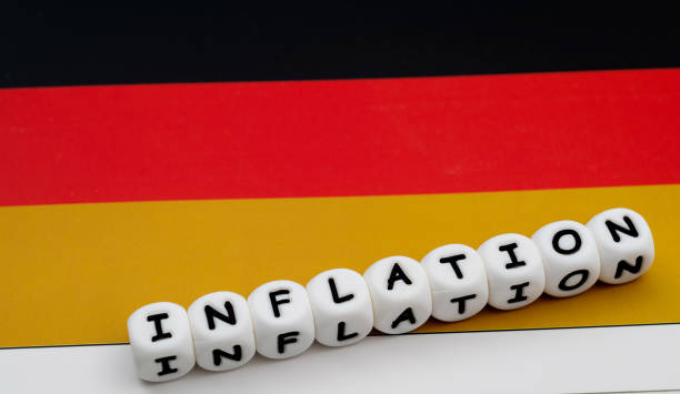 istock Word inflation on German flag 1456117104