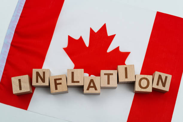 istock Word inflation on Canadian flag 1456117145