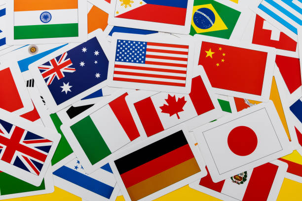 istock Heap of different national flags 1456117328